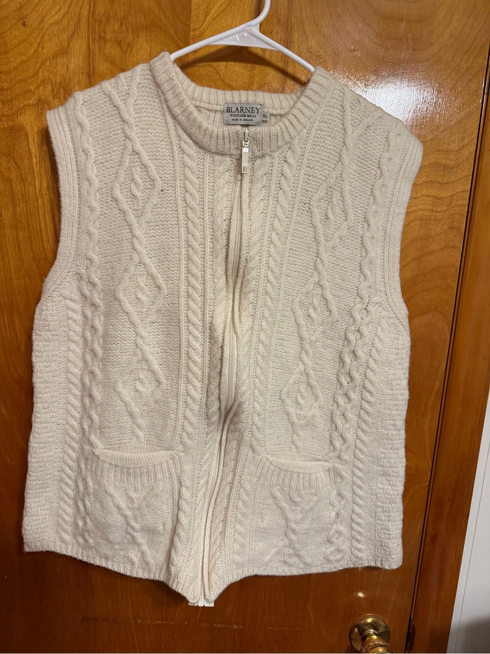 Blarney Cream Cable-Knit Zip Vest